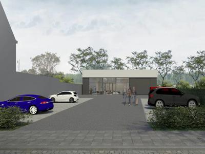 Handelspand van ca. 670 m² met privatieve parking in Zarren