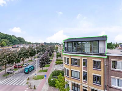 Penthouse van 2018 met zonnepanelen en panoramisch zicht.