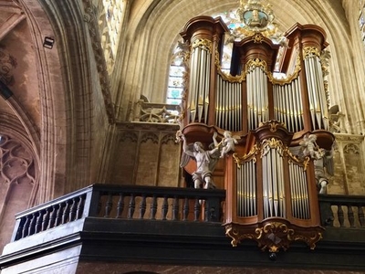 Privé museum tegenover de kerk van de Zavel, orgel vlakbij.