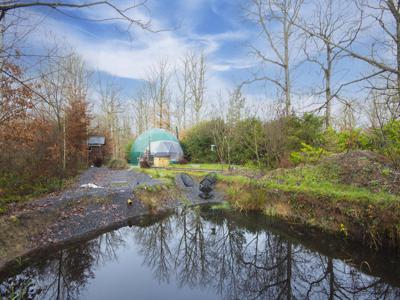 Koepel in een groene omgeving