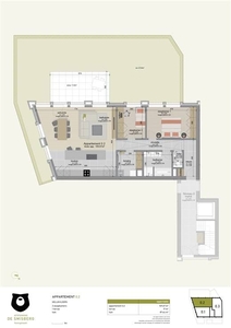 Appartement met 2 slaapkamers en terras