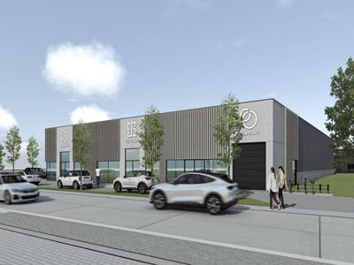 323 m² duurzame KMO-unit/showroom met grote glaspartijen